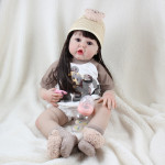 Девочка в свитере с мишкой, с косичками (56 см)